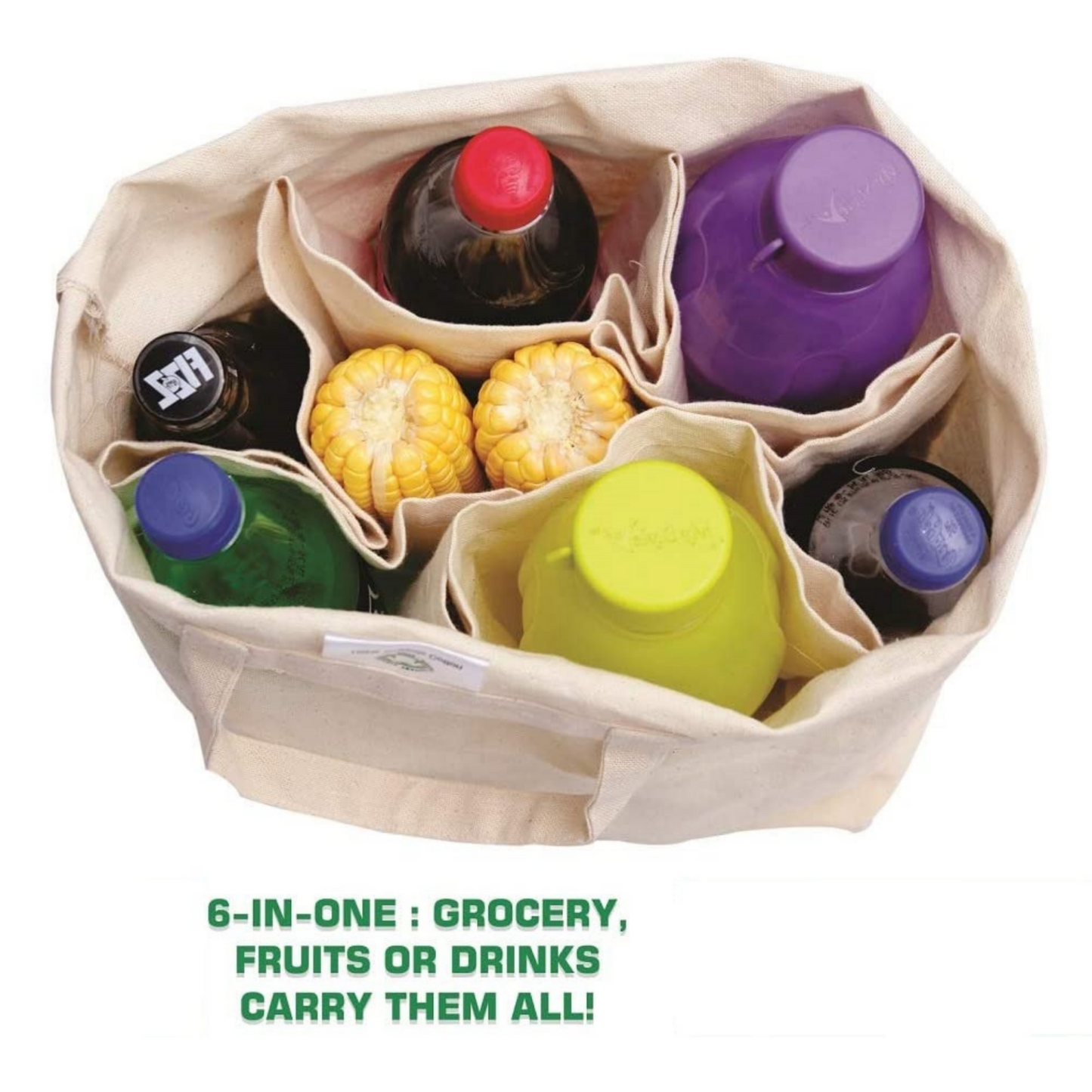 Multi pockets reusable 100% Organic Cotton bag for shopping Grocery, Fruits, Vegetables and Storing kitchen accessories